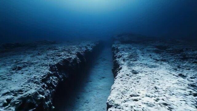 Massive geological event triggering dramatic underwater fault, revealing intense seismic activity reshaping oceanic landscape through powerful tectonic movements breaking earth's crust