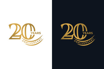 Sophisticated Golden 20th Anniversary Celebration Emblem