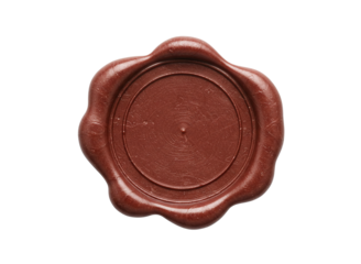 Red wax seal with blank center for customization isolated on transparent background