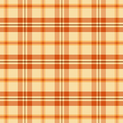 Plaid pattern with twill weave in orange yellow red.Autumn fall tartan check seamless pattern.Vector illustration geometric background for fabric and prints.