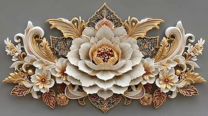 Luxury embossed golden flower artwork high resolution image