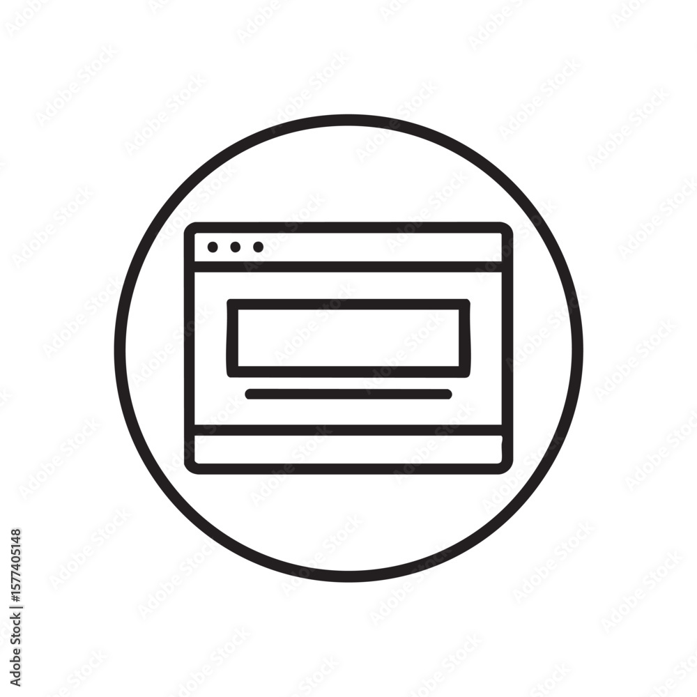 Poster an outline icon of a web browser window in a circle.