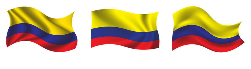 png of 3D-style flag of Colombia isolated on light background. Created using gradient meshes