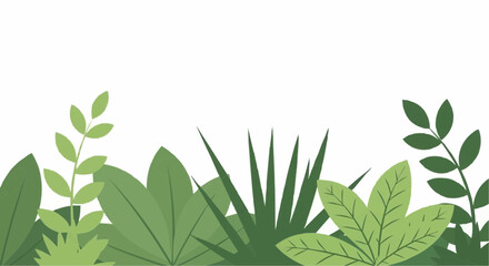 Obraz premium Floral Background with Leaves – Simple Flat Vector Illustration with Copy Space for Text, Perfect for Posters, Cards, and Banners