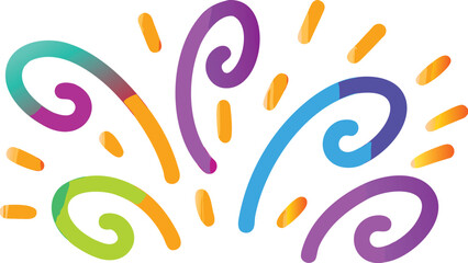 Obraz premium Colorful swirls and dashes create a vibrant and playful abstract design on a white background