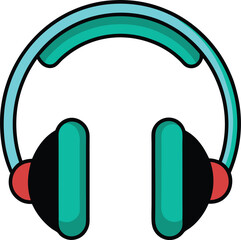 Flat vector illustration of a headphone icon for app interface, minimal design, no gradients, no shadows, bold outlines