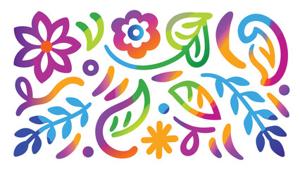Obraz premium Colorful floral arrangement featuring flowers leaves and decorative elements in vibrant hues design art