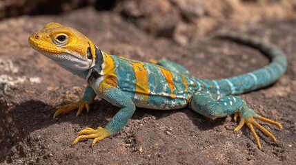 Obraz premium Colorful lizard on rocks (1)