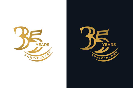 Golden 35th Anniversary Celebration Logo Design