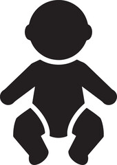Simple black silhouette of a baby symbol representing infancy parenthood and childcare