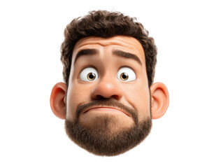 Animated Face: a realistic animated facial portrait, conveying a sense of mild perplexity and contemplation, the perfect visual asset for projects related to thought and introspection.