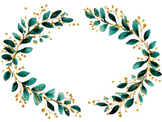 Floral Elegance: A symmetrical design of intricate floral arrangements, with vibrant green leaves and delicate golden accents, creating a visually stunning piece of art.