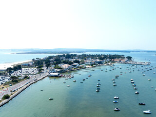 aerial view of Sandbanks Peninsula and Poole Harbour Dorset UK