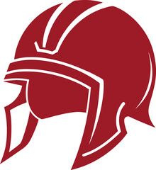 Line drawing of a  helmet on a white background, Red and white Helmet icon outline design on transparent background