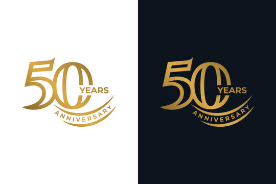 Stylish Golden 50th Anniversary Celebration Design - Powered by Adobe
