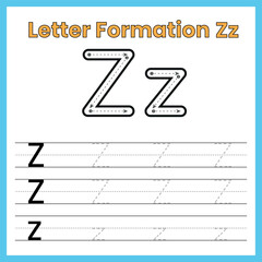 letter Z, letter z worksheet, letter formation Zz, alphabet tracing, handwriting practice, uppercase Z, lowercase z, tracing letters, letter Z practice sheet, English alphabet worksheet, preschool lea