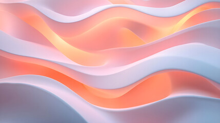 Abstract illustration of flowing waves in soft pastel colors, featuring smooth curves and gradients, creating a serene and calming visual experience with a modern aesthetic