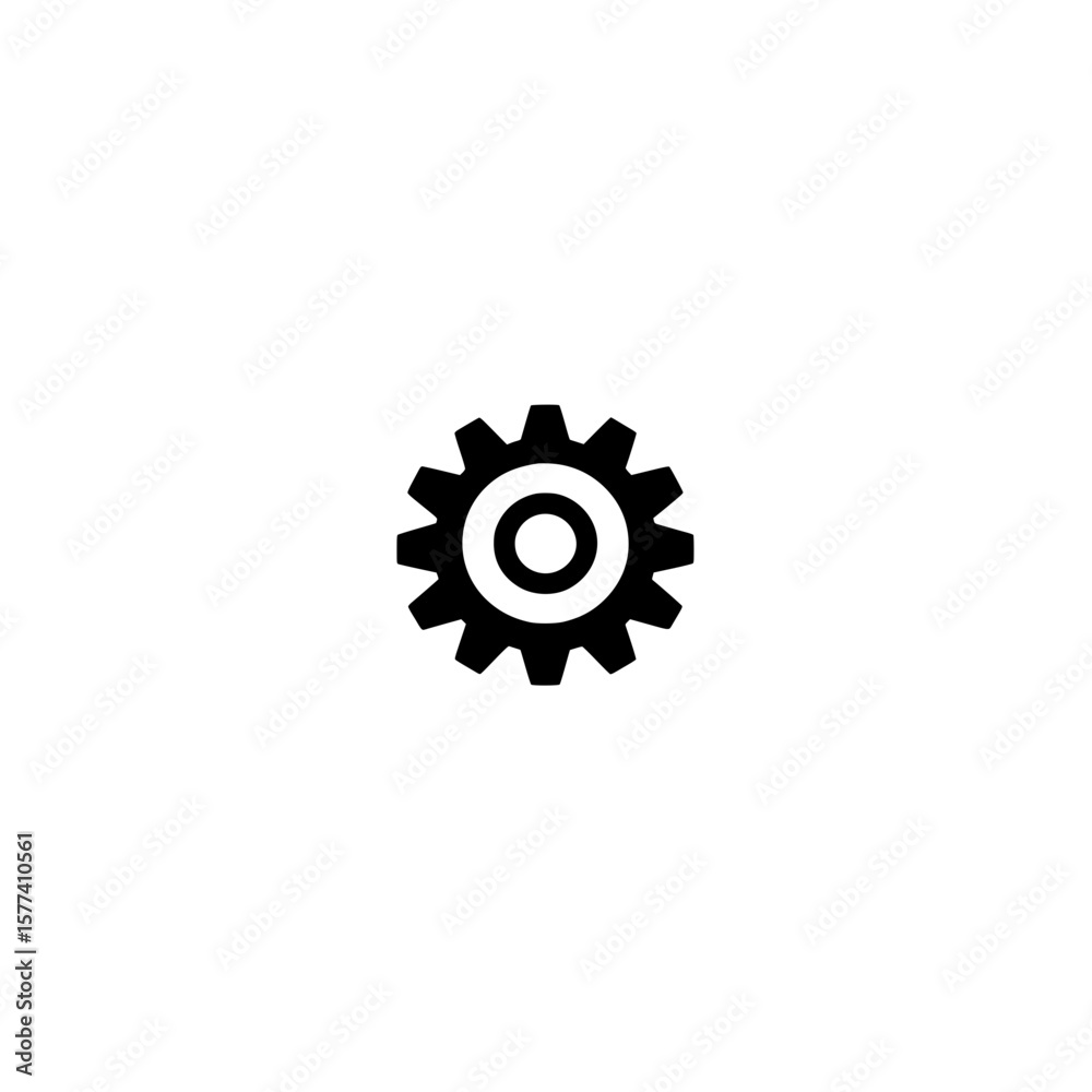Poster gear with circle icon representing system settings and continuous process configuration vector