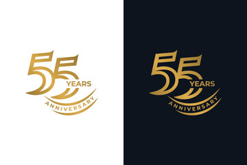 Elegant 55th Anniversary Golden Logo Design