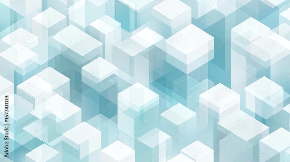 Poster modern abstract background with transparent cubes and soft colors