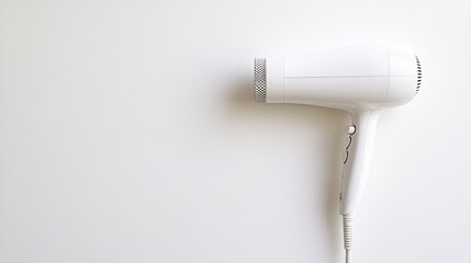 White Hair Dryer Against a Clean Minimalistic Background