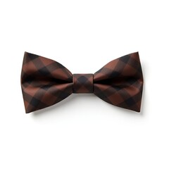 Brown Checkered Bow Tie Isolated on White Background &ndash; Stylish Fashion Accessory Image