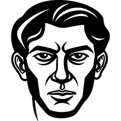 Stern male portrait in black and white graphic style