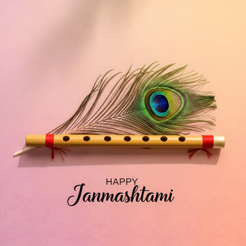 Krishna s flute and peacock feather for janmashtami celebration