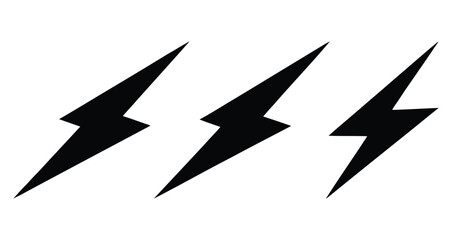 Three black lightning bolt icons on a white background