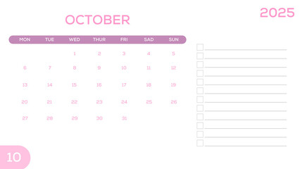Pink Calendar 2025 Planner A4 Document - November 2025	
