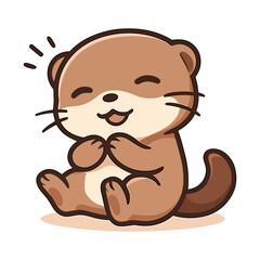 Fototapeta premium Weasel Cartoon Mascot Cute Beaver Ferret Smiling Illustrations