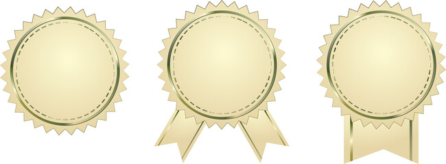 Golden Award Badge with ribbons icon or Seal
