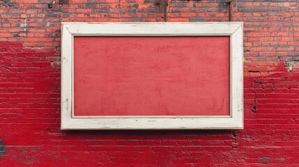 Blank Frame on a Vibrant Red Brick Wall for Creative Use