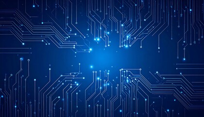 Obraz premium Circuit Board Pattern on Dark Blue – Tech Overlay