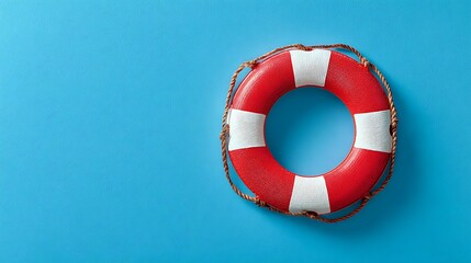 Lifebuoy on Blue Background for Safety and Support Concepts