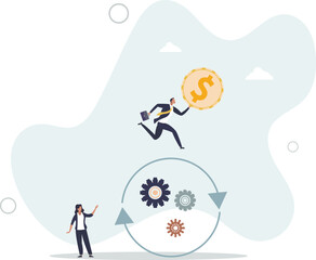 Teamwork gears as business cooperative machinery. character life .