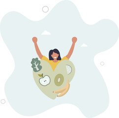 Vegan and natural, green diet eating lifestyle. character life .