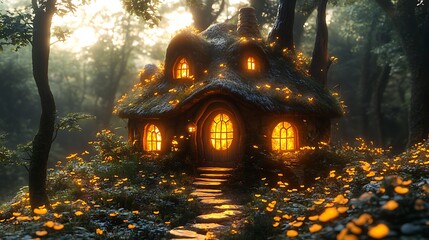 Fototapeta premium Magical forest cottage