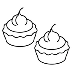 Charming hand drawn line art illustration of miniature pumpkin tarts perfect for autumnal baking and seasonal decor