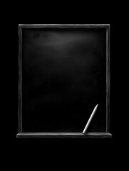 Sketchy black line art of chalkboard with chalk stick held in hand on white background