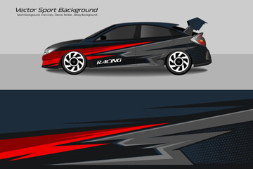 Obraz premium car livery design vector. Graphic abstract stripe racing background designs for wrap EPS 10