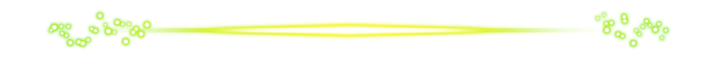 Green glowing energy beam with particles on transparent background
