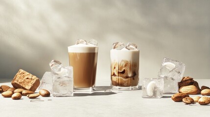 Minimalist Cold Coffee with Almond Milk in Elegant Presentation