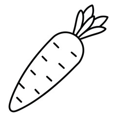 Simple black and white line art illustration of roasted carrots showcasing their texture and shape with clean minimalist detail