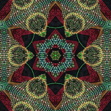 Traditional design with phulkari kalamkari motifs from Pakistan and Indian culture. Geometric ethnic floral pattern for carpet dupatta batik embroidery. Panjabi Digital print as boho Aztec texture art