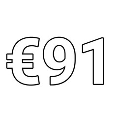 euro sign on a white background €91