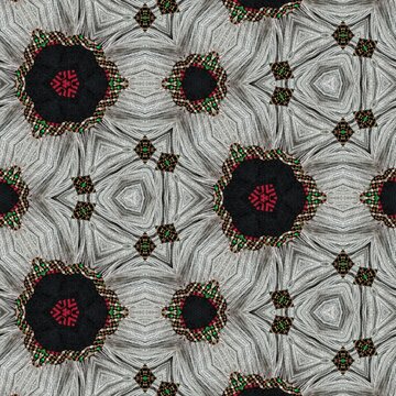 Traditional design with phulkari kalamkari motifs from Pakistan and Indian culture. Geometric ethnic floral pattern for carpet dupatta batik embroidery. Panjabi Digital print as boho Aztec texture art