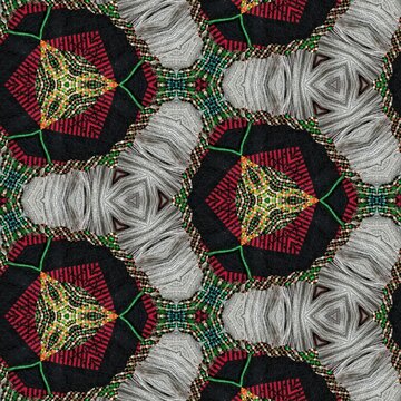 Traditional design with phulkari kalamkari motifs from Pakistan and Indian culture. Geometric ethnic floral pattern for carpet dupatta batik embroidery. Panjabi Digital print as boho Aztec texture art