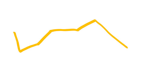 Yellow ink pen line, underline, isolated on transparent background. Simple ink pen scribble effect, perfect for business and school presentation design.