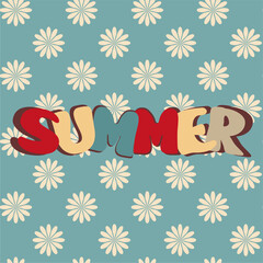  Summer word with flower background vector illustration art decor design banner beautiful